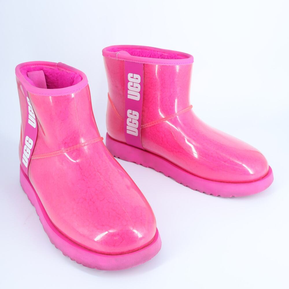 UGG Classic Clear Mini Boot Rock Rose Shearling Lined Waterproof Women's 9